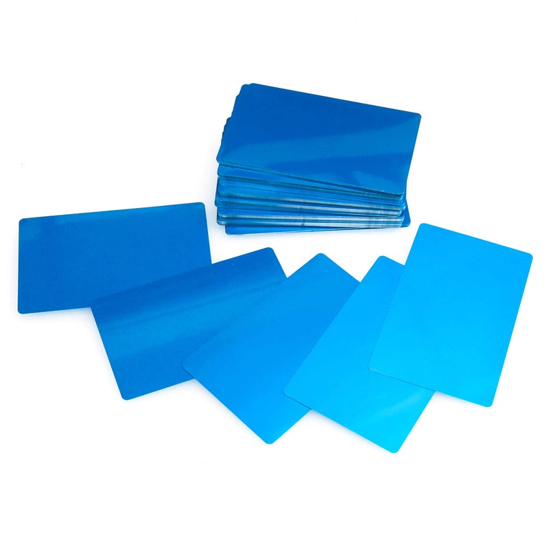 RXBC2011 بطاقات عمل معدنية فارغة RXBC2011 نقش بالليزر ألومنيوم أزرق عبوة من 100 - Image 2